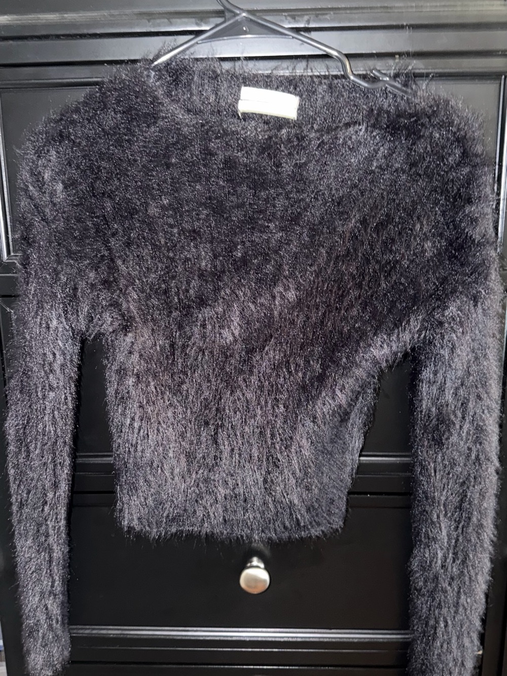 Urban Outfitters Black Fuzzy Cropped Sweater